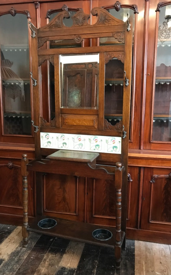 Oak Edwardian Hallstand – Coburg Hill Antiques