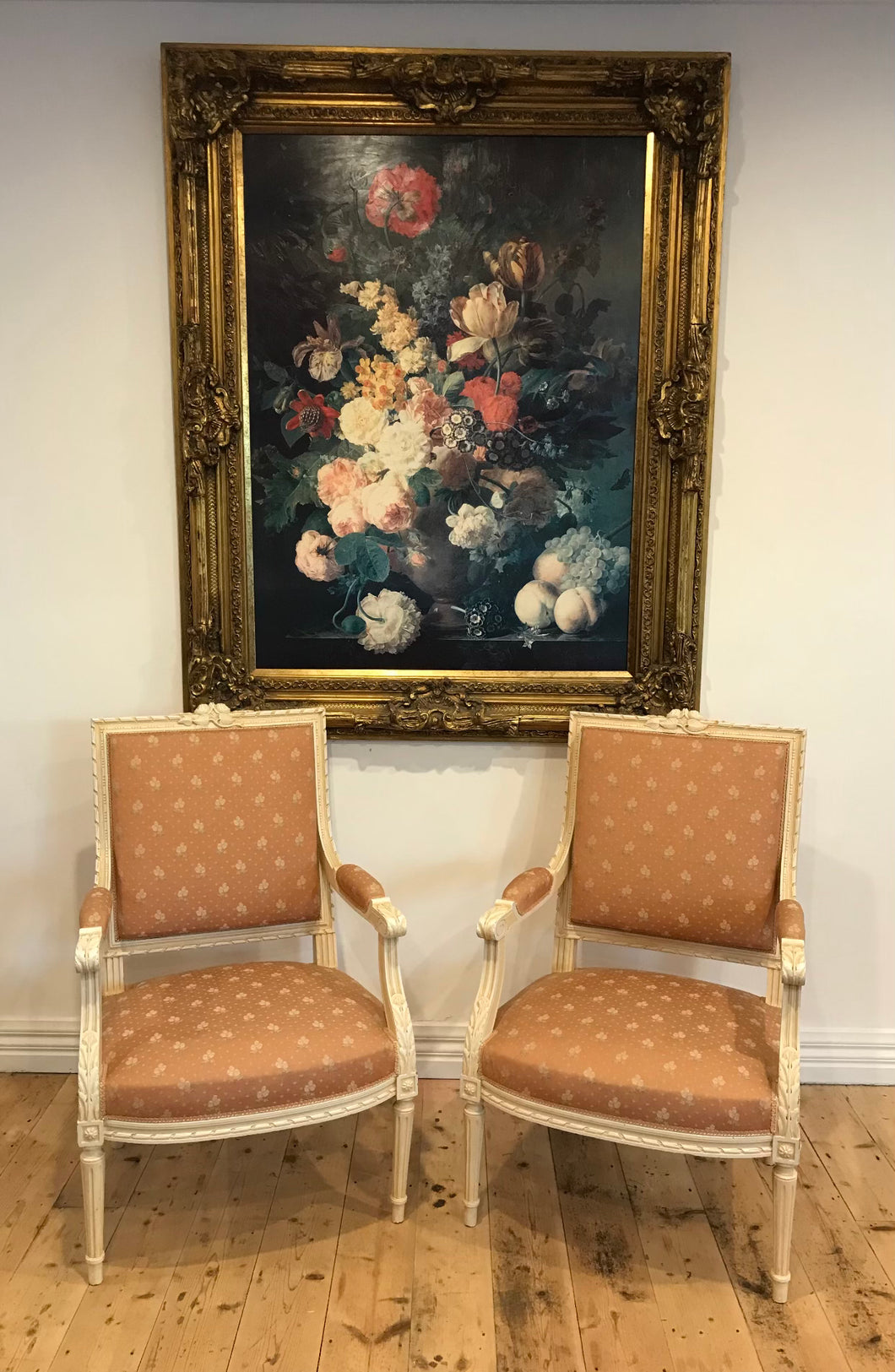 French style white Louis XVI arm chairs