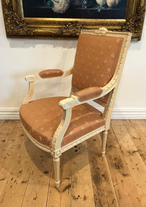 French style white Louis XVI arm chairs