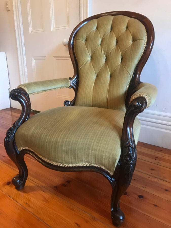 Victorian Cedar Gentlemans Chair Upholstered