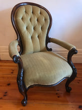 Load image into Gallery viewer, Victorian Cedar Gentlemans Chair Upholstered
