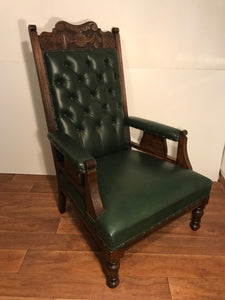 Pr Of Edwardian Walnut Leather Chairs