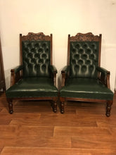 Load image into Gallery viewer, Pr Of Edwardian Walnut Leather Chairs
