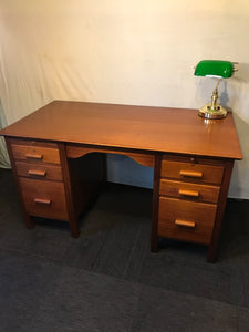 Oak Twin Pedestal Desk