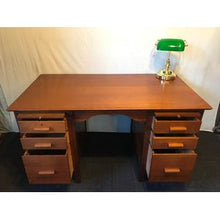 Load image into Gallery viewer, Oak Twin Pedestal Desk
