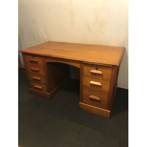 Edwardian Oak Twin Pedestal Desk