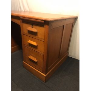 Edwardian Oak Twin Pedestal Desk