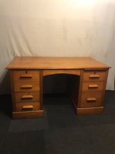 Load image into Gallery viewer, Edwardian Oak Twin Pedestal Desk

