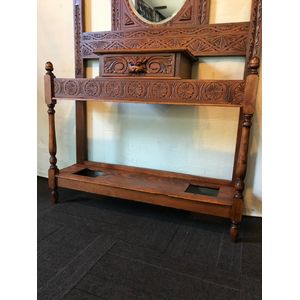 Antique Boronial Oak Hall Stand