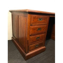 Load image into Gallery viewer, Oak Twin Pedestal Desk
