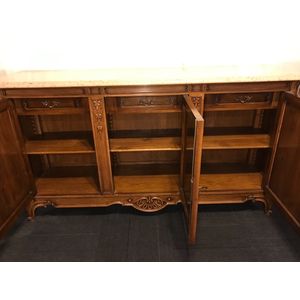 French Walnut Marble Top Sideboard