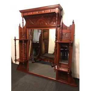 Victorian Walnut Over Mantle Mirror